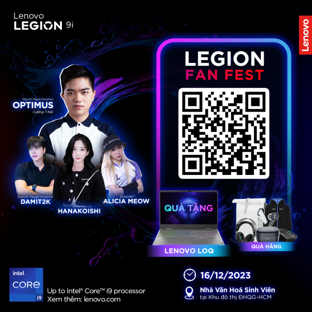 Lenovo tổ chức Legion Fan Fest tại Nhà văn hoá sinh viên: Legion 9i, Legion Go sẽ lần đầu được ra mắt công chúng